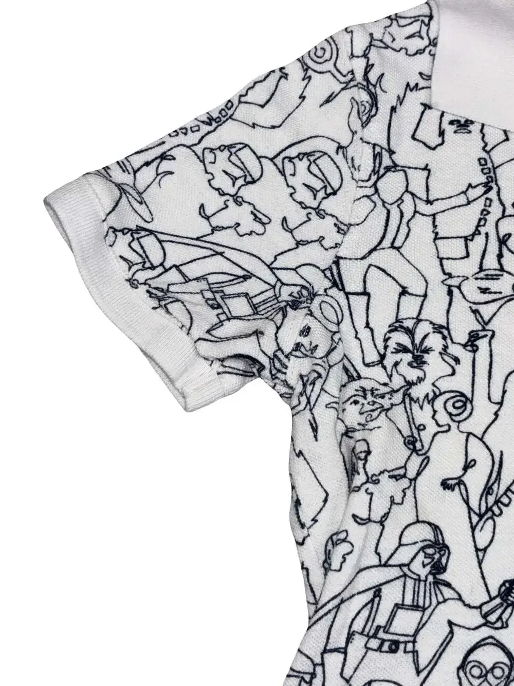 Gap Star Wars Allover Character Print White Polo Shirt Boys Size S 6-7